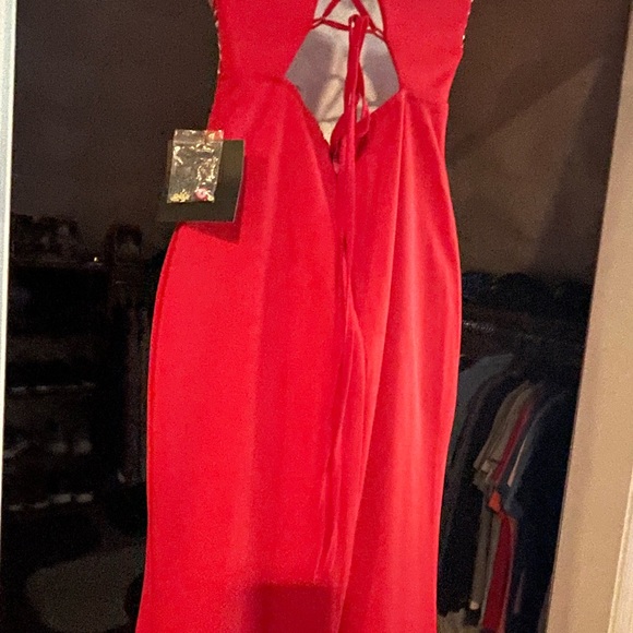 Red Rhinestone Evening Gown Prom Dress Maxi Soieblu Agaci “A Night To Remember” - Picture 7 of 11